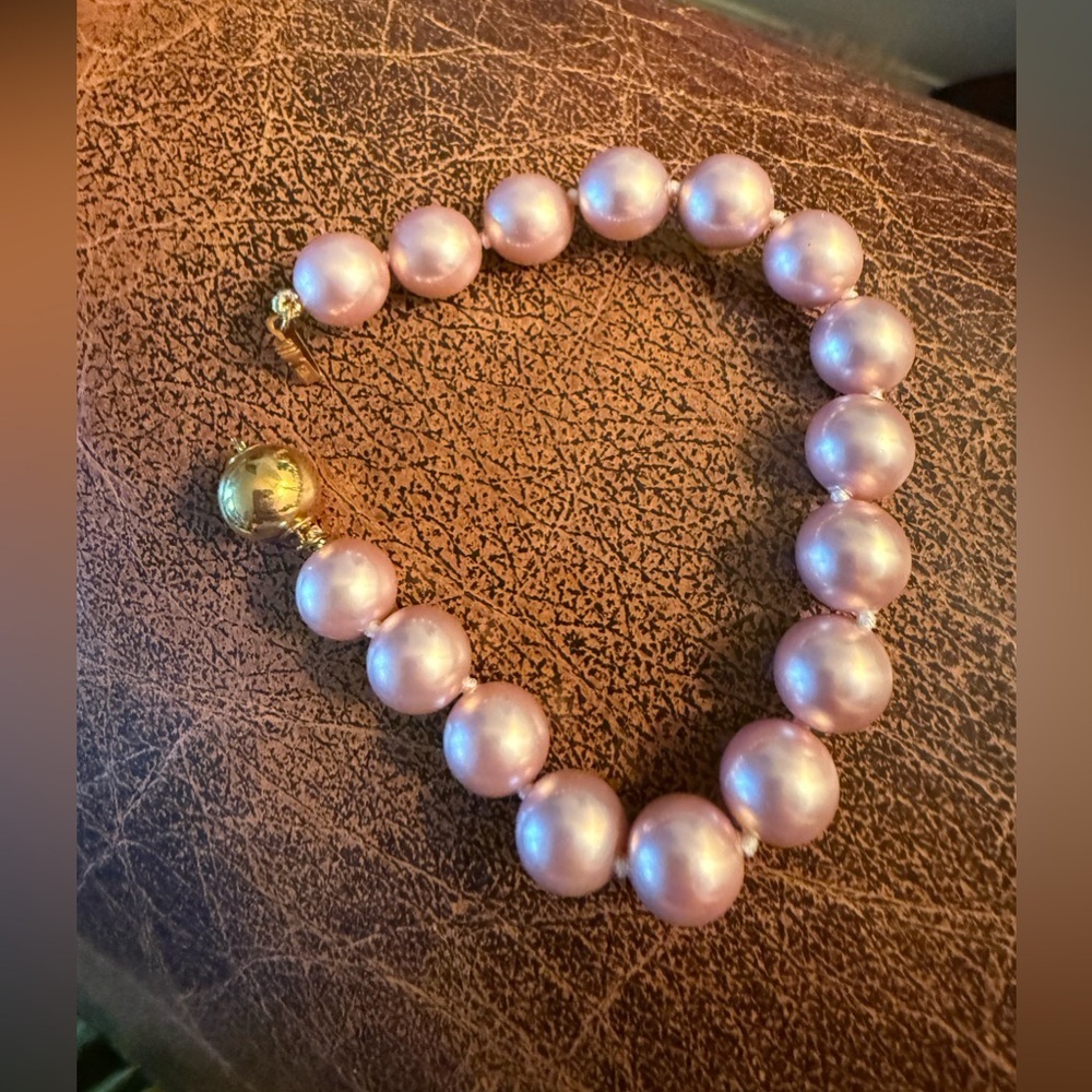 Pink Pearl Bracelet with gold over sterling silver clasp